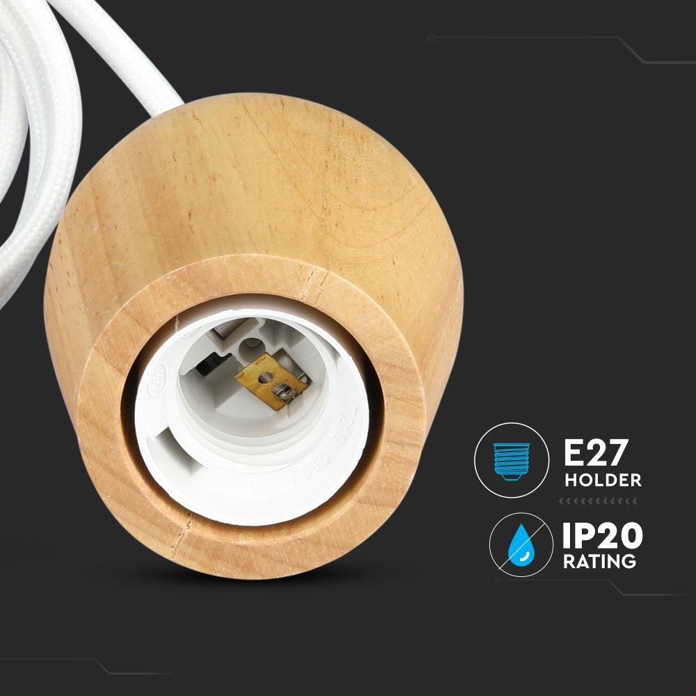 Lampa wisząca / Drewno / Biały przewód