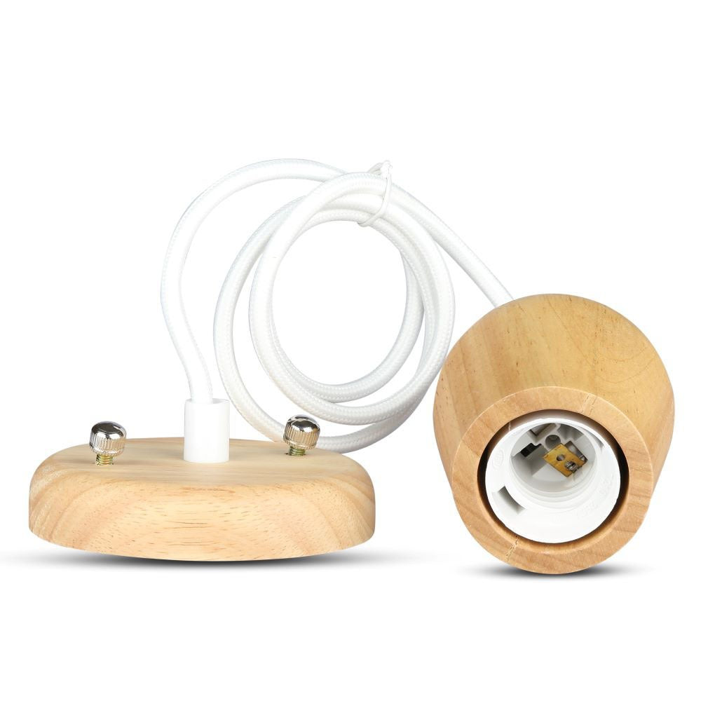 Lampa wisząca / Drewno / Biały przewód