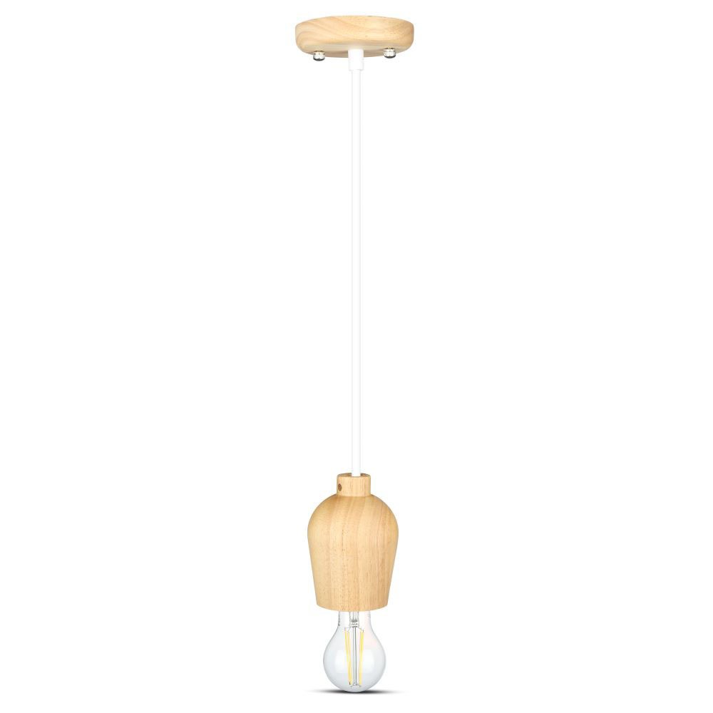 Lampa wisząca / Drewno / Biały przewód