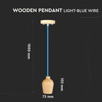 Lampa wisząca / Drewno / Niebieski przewód