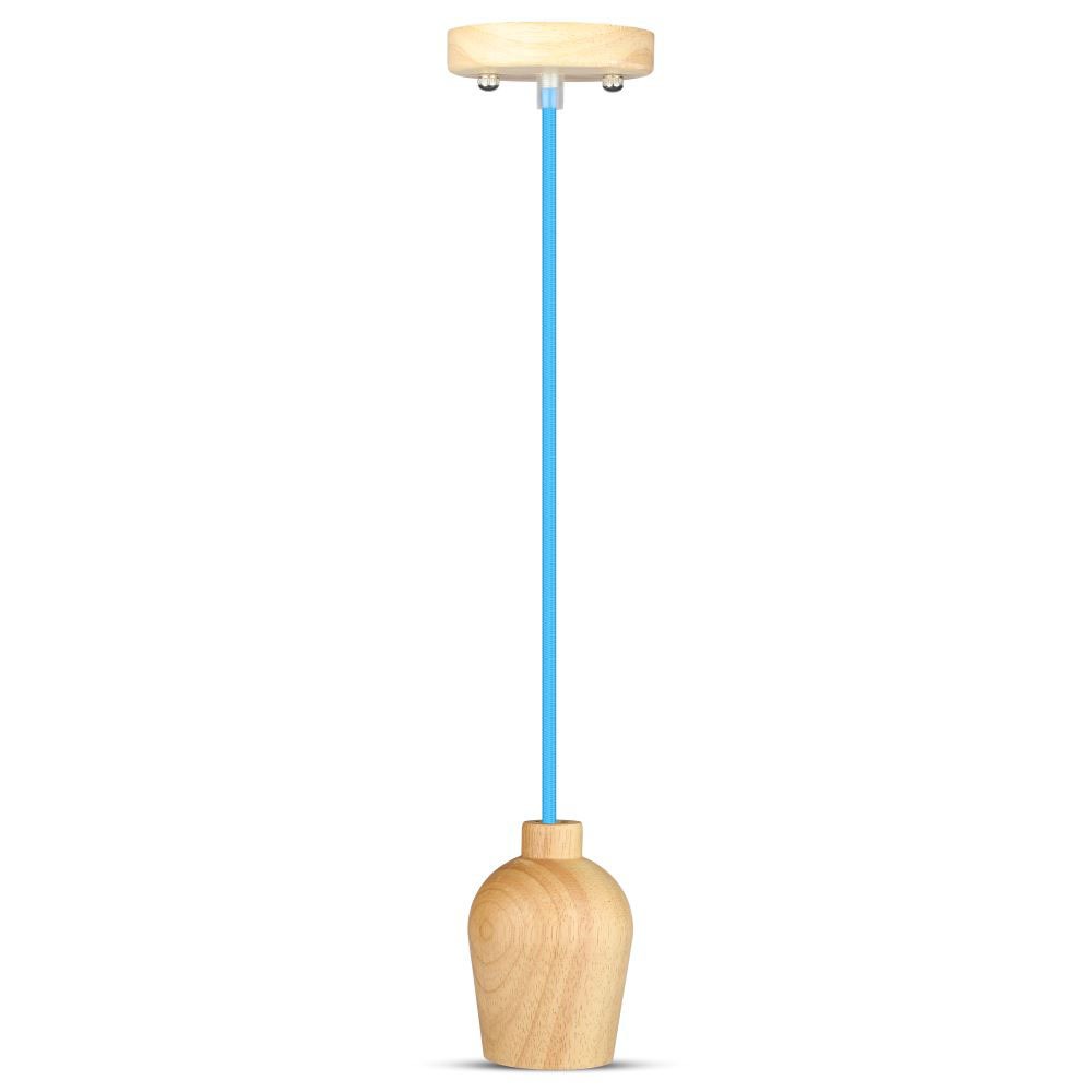 Lampa wisząca / Drewno / Niebieski przewód
