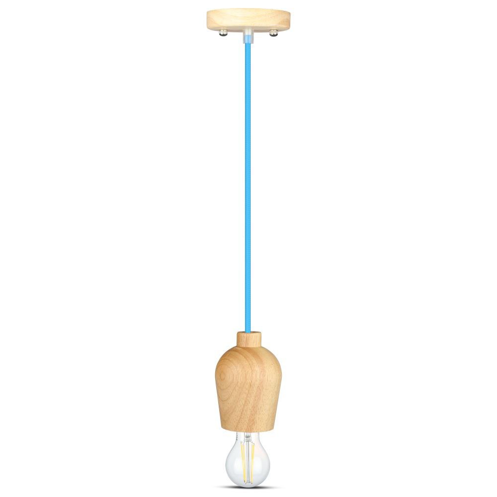 Lampa wisząca / Drewno / Niebieski przewód