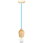Lampa wisząca / Drewno / Niebieski przewód