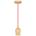 Lampa wisząca / Drewno / Czerwony przewód