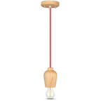 Lampa wisząca / Drewno / Czerwony przewód