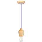 Lampa wisząca / Drewno / Purpurowy przewód
