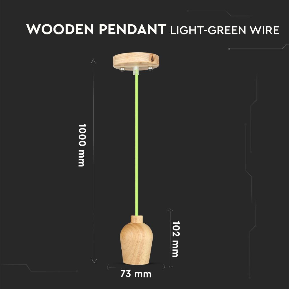 Lampa wisząca / Drewno / Zielony przewód