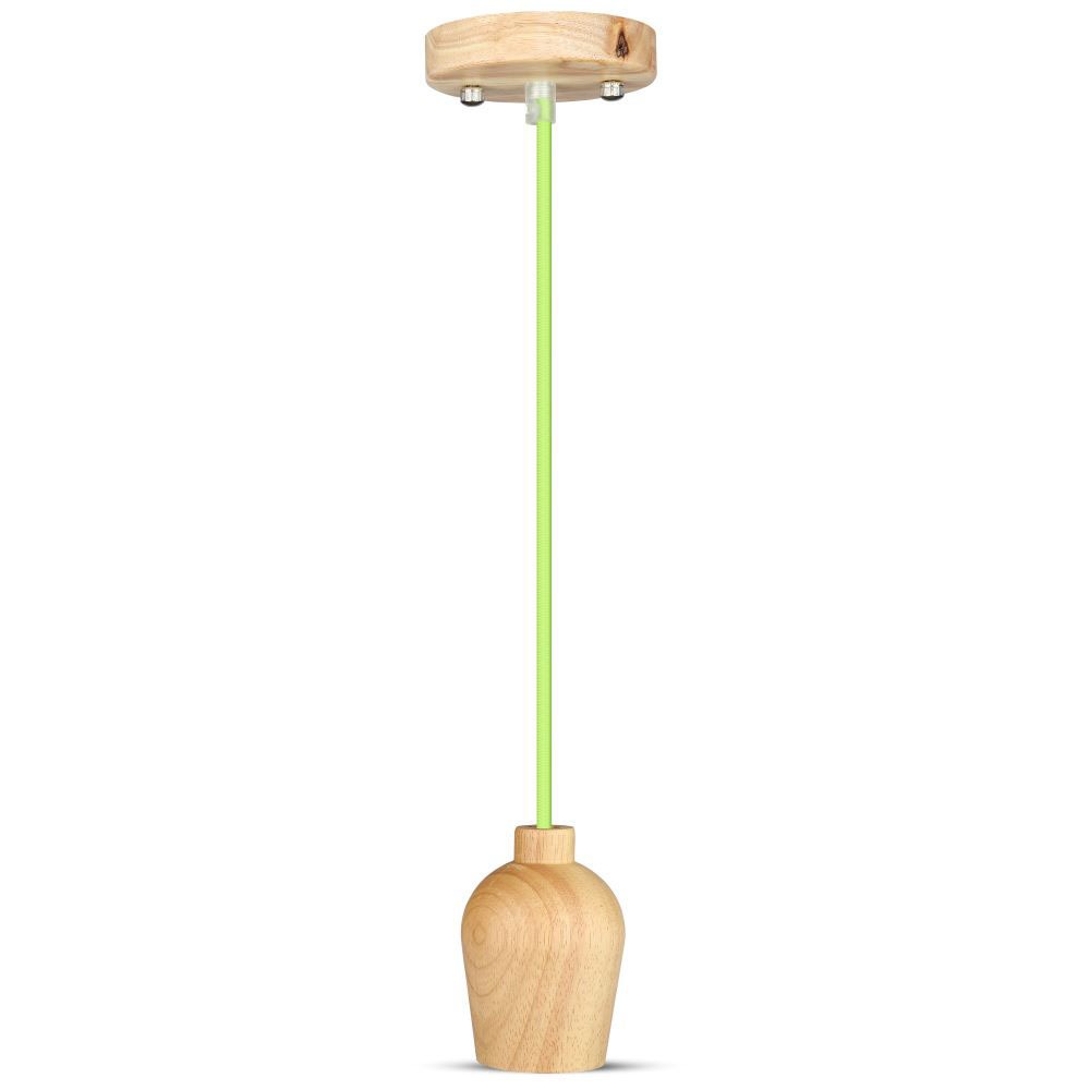 Lampa wisząca / Drewno / Zielony przewód
