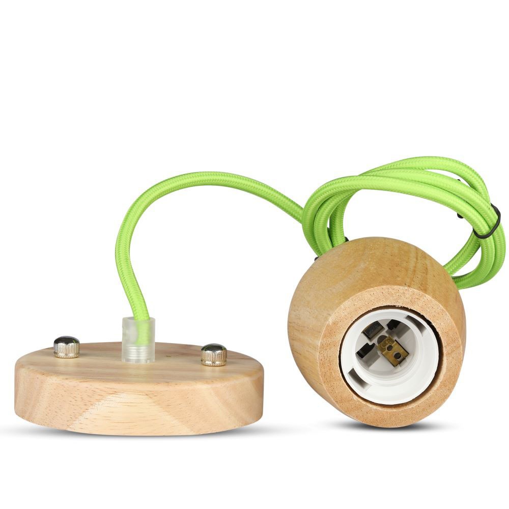 Lampa wisząca / Drewno / Zielony przewód