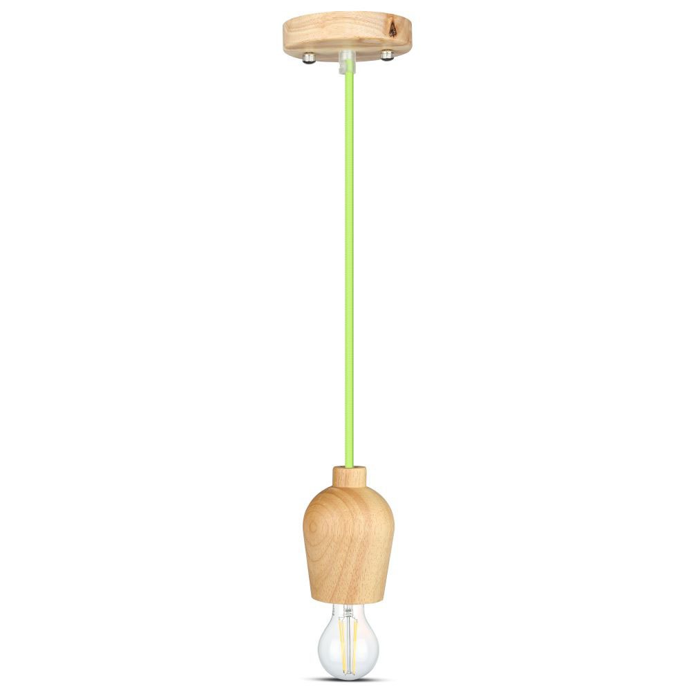 Lampa wisząca / Drewno / Zielony przewód