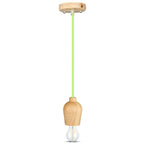 Lampa wisząca / Drewno / Zielony przewód