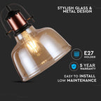 Lampa wisząca / Klosz: Bursztynowy/ Czarny przewód