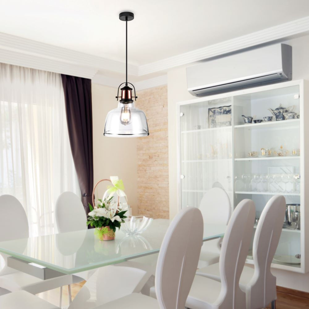 Lampa wisząca / Klosz: Transparentny / Czarny przewód