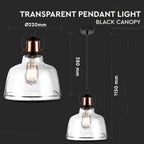 Lampa wisząca / Klosz: Transparentny / Czarny przewód
