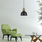 Lampa wisząca / Retro / Klosz: Aluminium / Czarny + Złoto