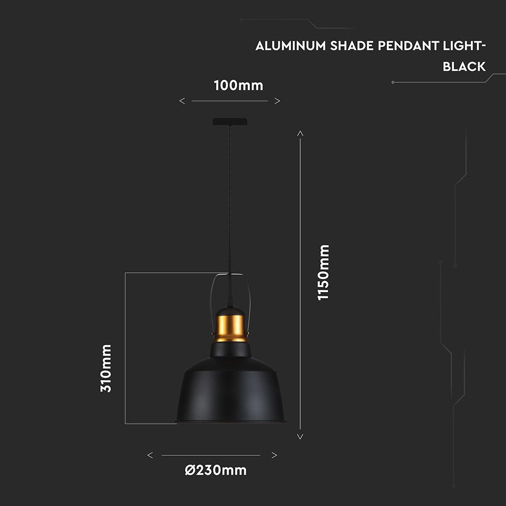 Lampa wisząca / Retro / Klosz: Aluminium / Czarny + Złoto