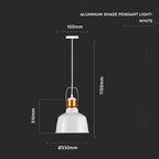 Lampa wisząca / Retro / Klosz: Aluminium / Biały + Złoto