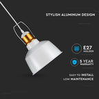Lampa wisząca / Retro / Klosz: Aluminium / Biały + Złoto