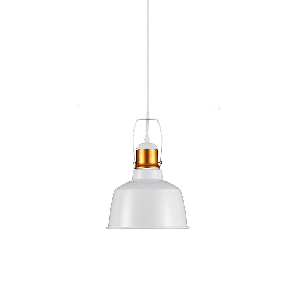 Lampa wisząca / Retro / Klosz: Aluminium / Biały + Złoto