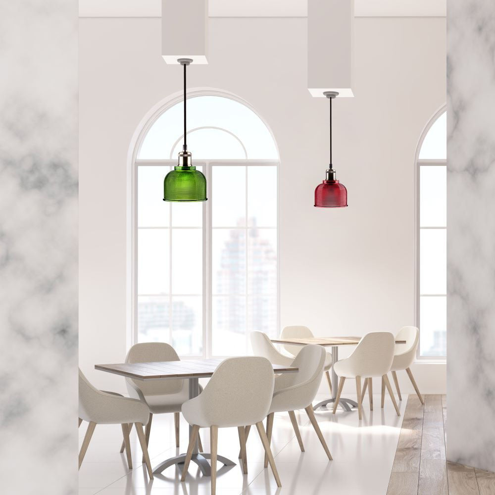 Lampa wisząca / Klosz: Czerwone szkło / zwis 150 cm