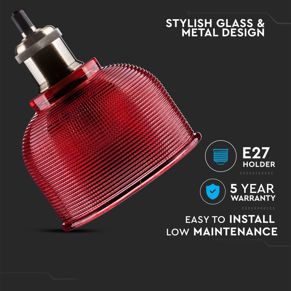 Lampa wisząca / Klosz: Czerwone szkło / zwis 150 cm