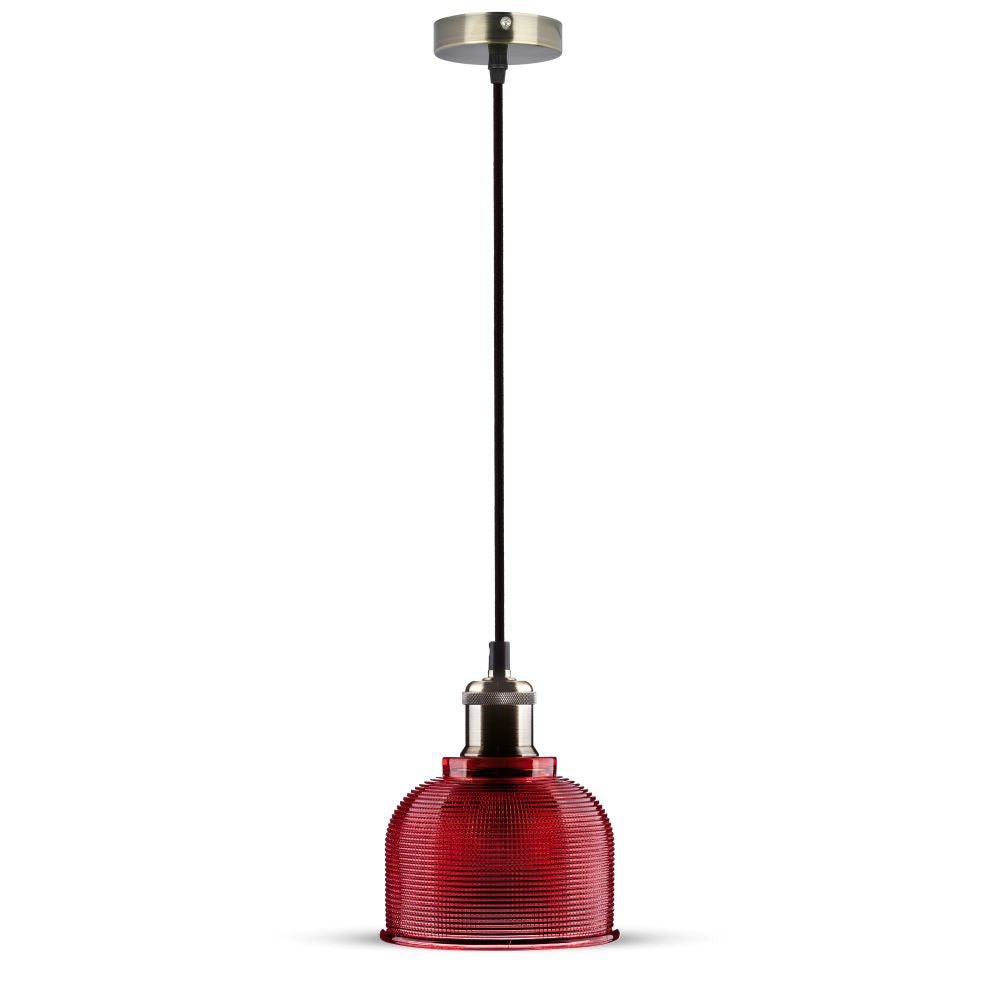 Lampa wisząca / Klosz: Czerwone szkło / zwis 150 cm