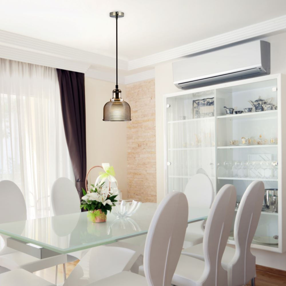 Lampa wisząca / Klosz: Bursztynowe szkło / zwis 150 cm