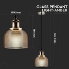 Lampa wisząca / Klosz: Bursztynowe szkło / zwis 150 cm