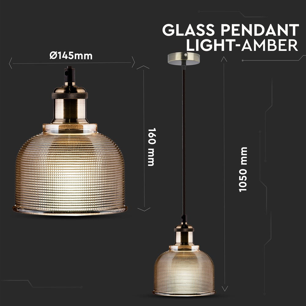 Lampa wisząca / Klosz: Bursztynowe szkło / zwis 150 cm