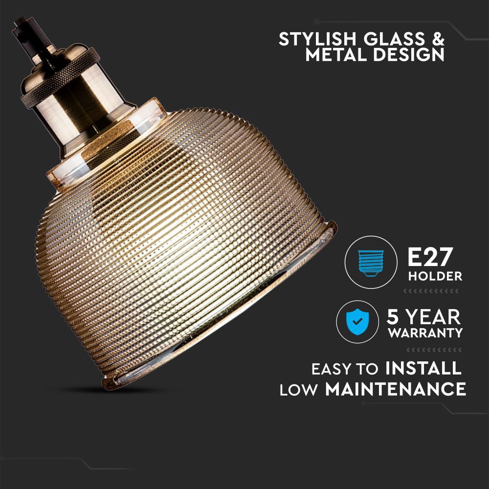 Lampa wisząca / Klosz: Bursztynowe szkło / zwis 150 cm
