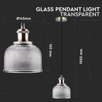 Lampa wisząca / Klosz: Transparentne szkło / zwis 150 cm