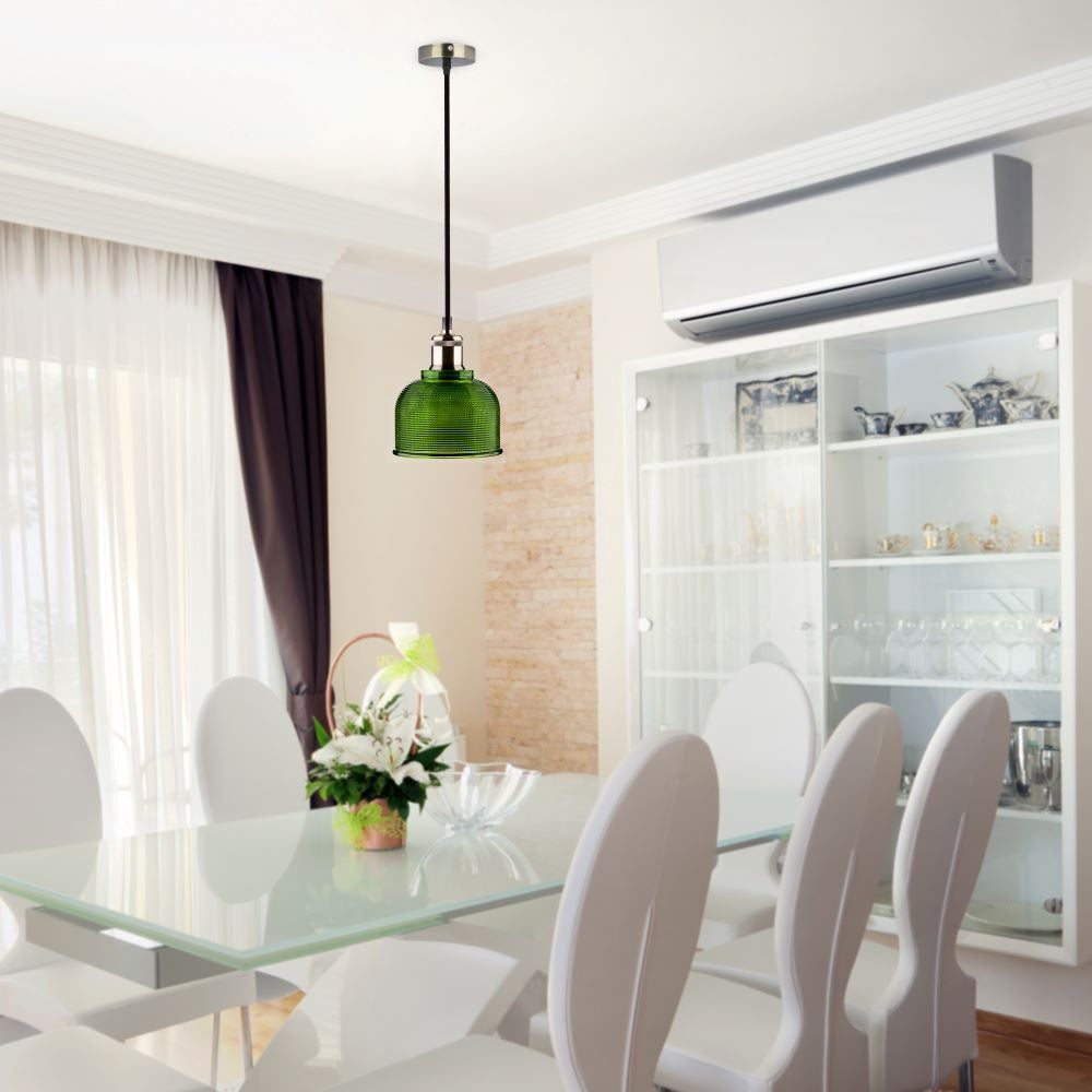 Lampa wisząca / Klosz: Zielone szkło / zwis 150 cm