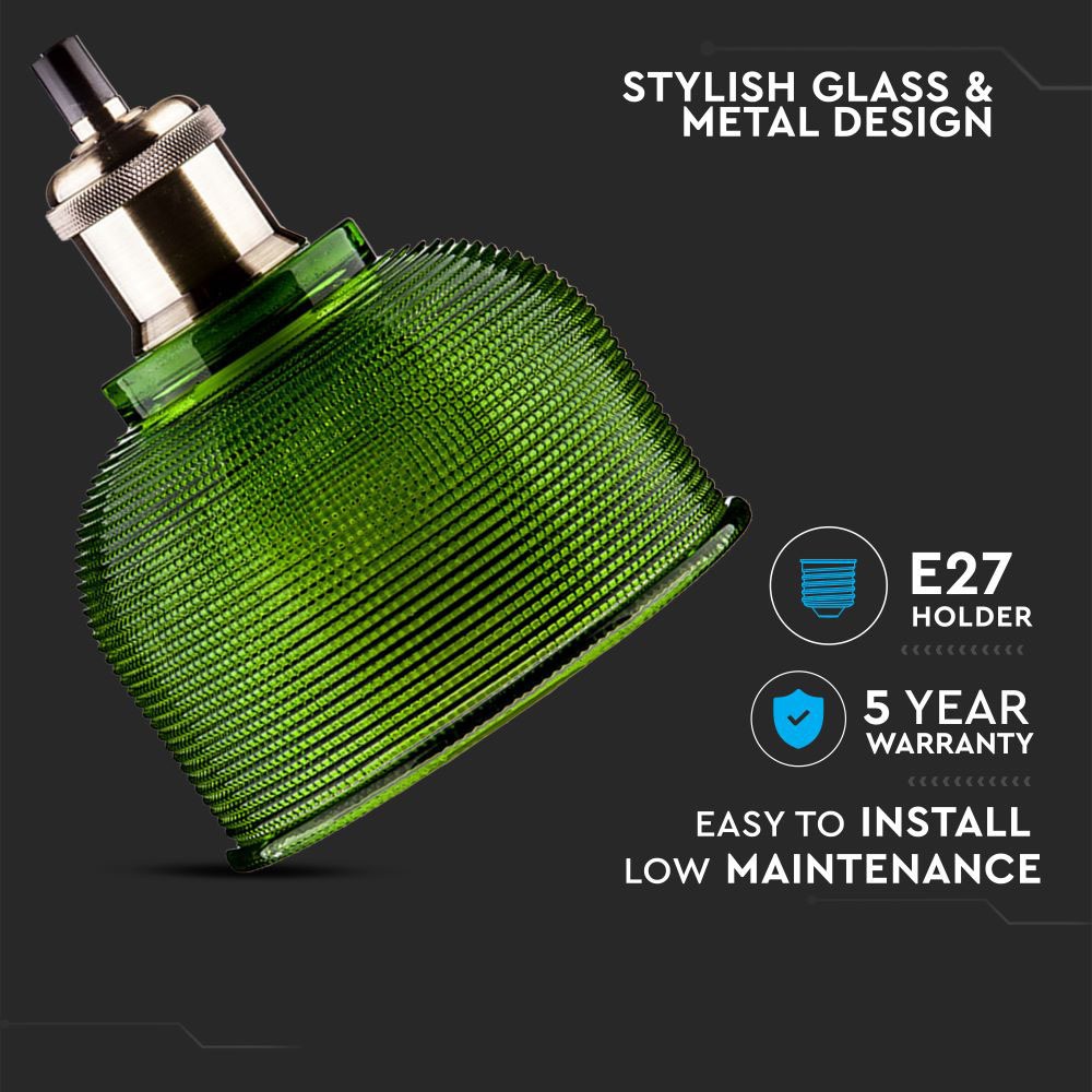 Lampa wisząca / Klosz: Zielone szkło / zwis 150 cm