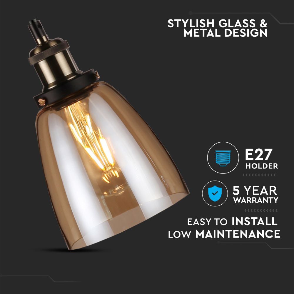 Lampa wisząca / Klosz: Bursztynowe szkło