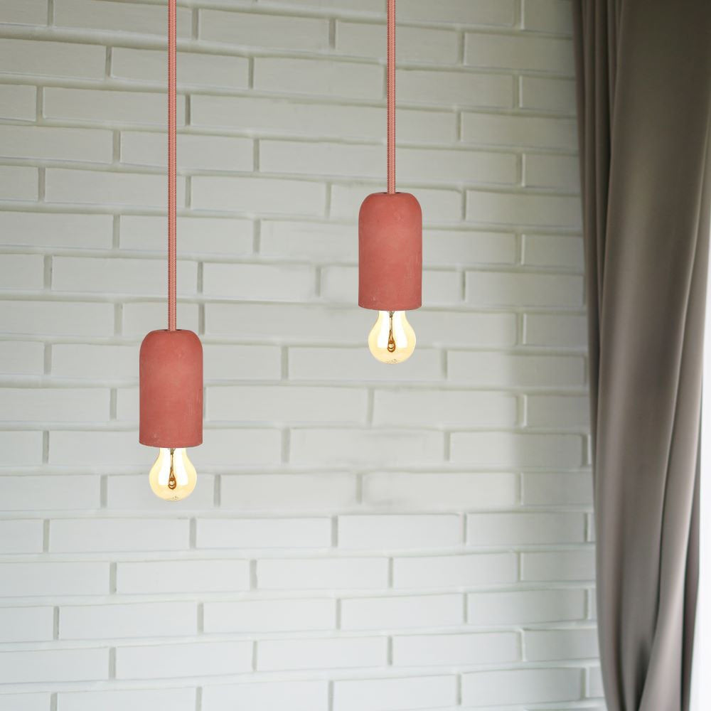 Lampa Wisząca / Trzonek:E27 / Gips / Czerwony
