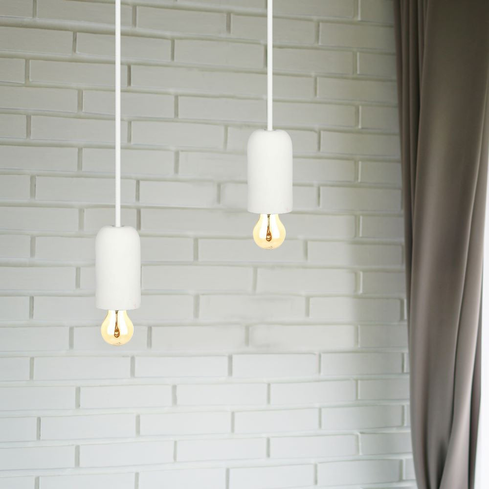 Lampa Wisząca / Trzonek:E27 / Gips / Biały