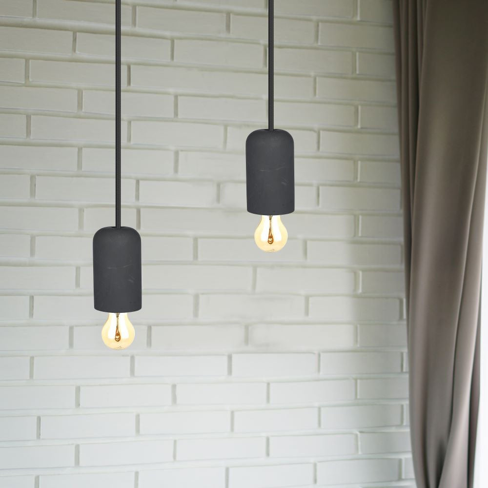 Lampa Wisząca / Trzonek:E27 / Gips / Czarny