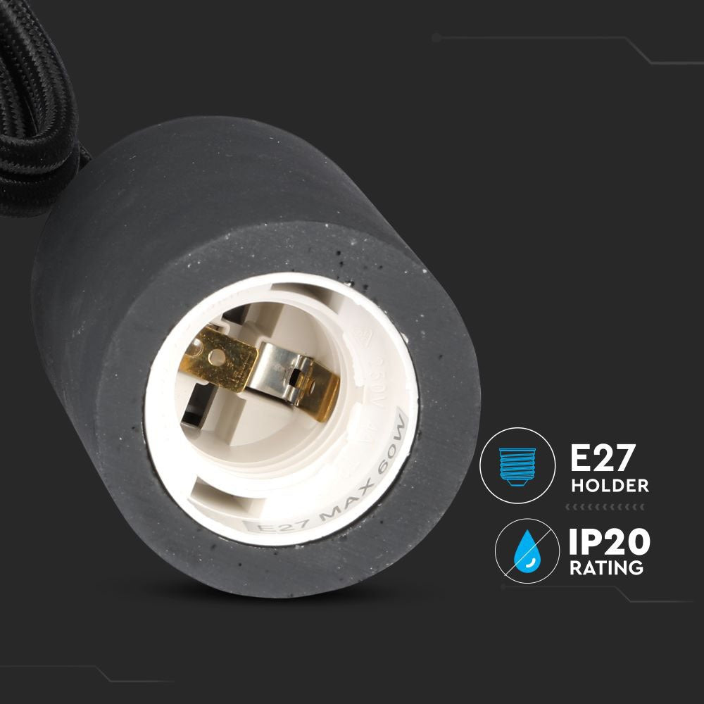 Lampa Wisząca / Trzonek:E27 / Gips / Czarny