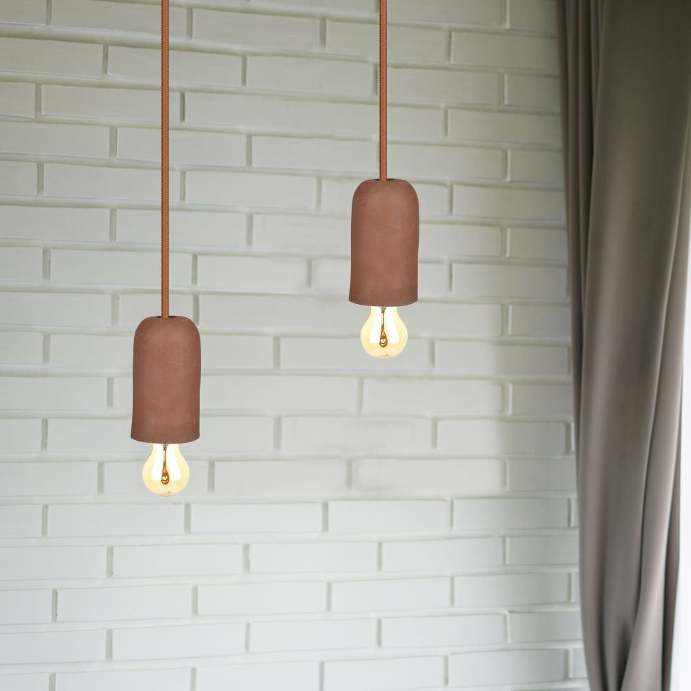 Lampa Wisząca / Trzonek:E27 / Gips / Brązowy