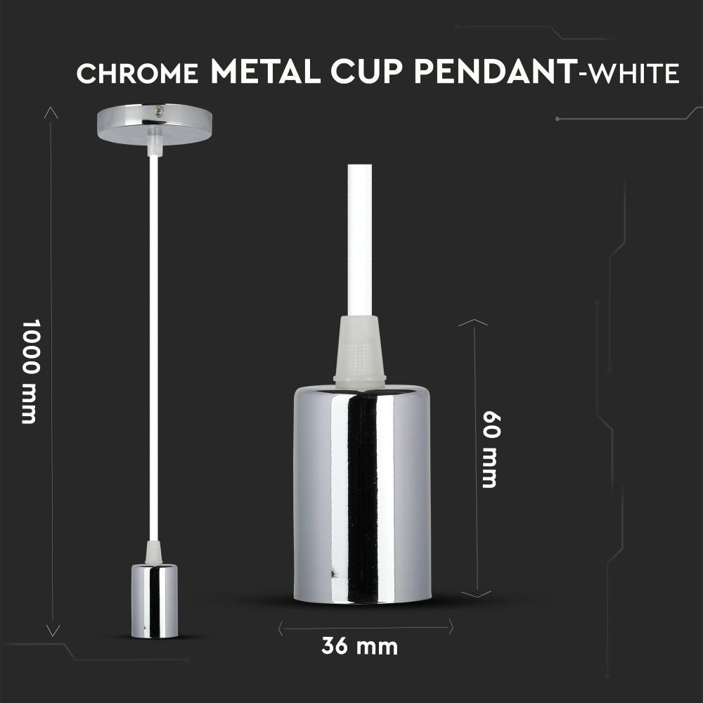 Lampa wisząca / oprawka chrom + przewód Biały