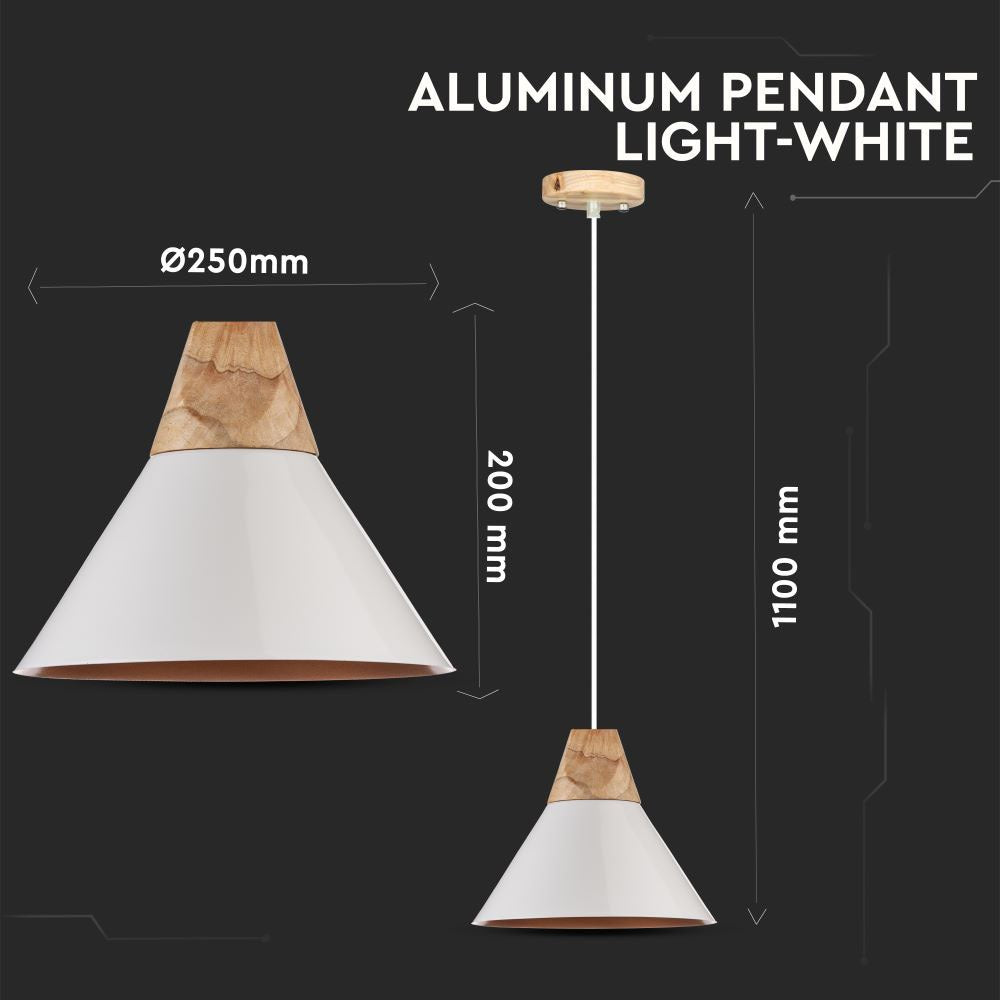 Lampa wisząca / Klosz: Aluminium / Drewno + Biały