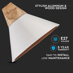 Lampa wisząca / Klosz: Aluminium / Drewno + Biały
