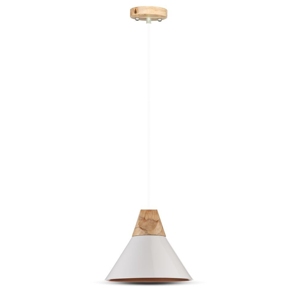 Lampa wisząca / Klosz: Aluminium / Drewno + Biały