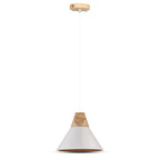 Lampa wisząca / Klosz: Aluminium / Drewno + Biały