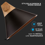 Lampa wisząca / Klosz: Aluminium / Drewno + Czarny