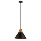 Lampa wisząca / Klosz: Aluminium / Drewno + Czarny