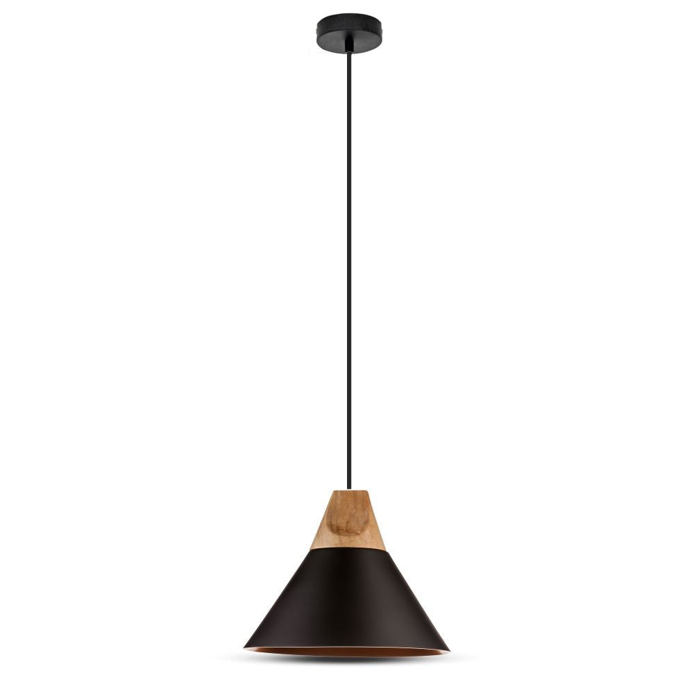 Lampa wisząca / Klosz: Aluminium / Drewno + Czarny