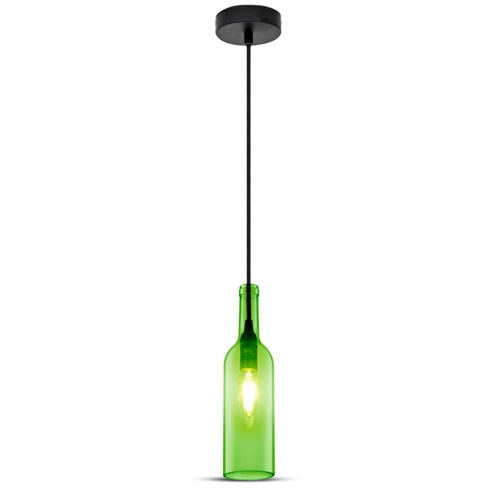 Lampa wisząca butelka / Klosz: Szklany / Zielony