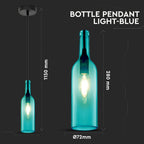 Lampa wisząca butelka / Klosz: Szklany / Niebieski