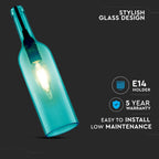 Lampa wisząca butelka / Klosz: Szklany / Niebieski